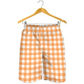 Orange And White Check Pattern Print Men's Shorts