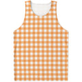 Orange And White Check Pattern Print Men's Tank Top