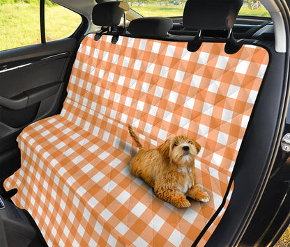 Orange And White Check Pattern Print Pet Car Back Seat Cover