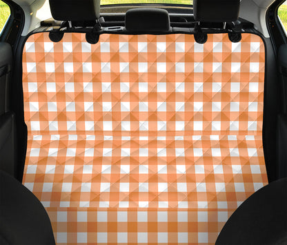 Orange And White Check Pattern Print Pet Car Back Seat Cover