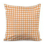 Orange And White Check Pattern Print Pillow Cover