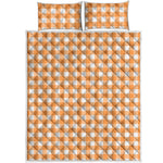 Orange And White Check Pattern Print Quilt Bed Set