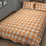 Orange And White Check Pattern Print Quilt Bed Set
