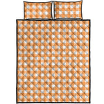 Orange And White Check Pattern Print Quilt Bed Set