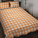 Orange And White Check Pattern Print Quilt Bed Set