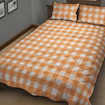 Orange And White Check Pattern Print Quilt Bed Set