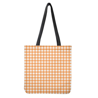 Orange And White Check Pattern Print Tote Bag