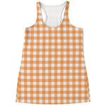 Orange And White Check Pattern Print Women's Racerback Tank Top