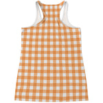 Orange And White Check Pattern Print Women's Racerback Tank Top