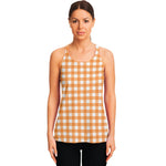 Orange And White Check Pattern Print Women's Racerback Tank Top