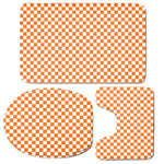 Orange And White Checkered Pattern Print 3 Piece Bath Mat Set