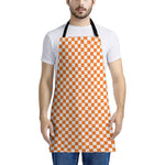 Orange And White Checkered Pattern Print Apron