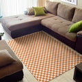 Orange And White Checkered Pattern Print Floor Mat