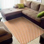 Orange And White Checkered Pattern Print Area Rug