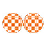 Orange And White Checkered Pattern Print Car Coasters