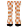 Orange And White Checkered Pattern Print Crew Socks