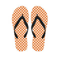 Orange And White Checkered Pattern Print Flip Flops