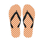 Orange And White Checkered Pattern Print Flip Flops
