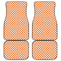 Orange And White Checkered Pattern Print Front and Back Car Floor Mats