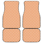 Orange And White Checkered Pattern Print Front and Back Car Floor Mats