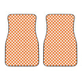 Orange And White Checkered Pattern Print Front Car Floor Mats