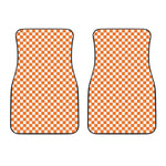 Orange And White Checkered Pattern Print Front Car Floor Mats