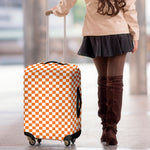 Orange And White Checkered Pattern Print Luggage Cover