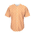 Orange And White Checkered Pattern Print Men's Baseball Jersey
