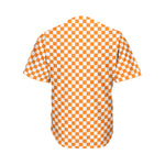 Orange And White Checkered Pattern Print Men's Baseball Jersey
