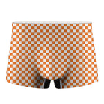 Orange And White Checkered Pattern Print Men's Boxer Briefs