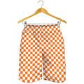 Orange And White Checkered Pattern Print Men's Shorts