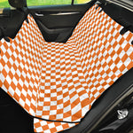 Orange And White Checkered Pattern Print Pet Car Back Seat Cover