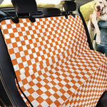 Orange And White Checkered Pattern Print Pet Car Back Seat Cover