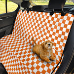 Orange And White Checkered Pattern Print Pet Car Back Seat Cover