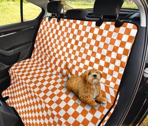 Orange And White Checkered Pattern Print Pet Car Back Seat Cover