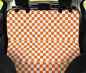 Orange And White Checkered Pattern Print Pet Car Back Seat Cover