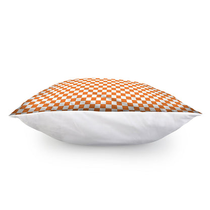 Orange And White Checkered Pattern Print Pillow Cover