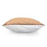 Orange And White Checkered Pattern Print Pillow Cover
