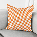 Orange And White Checkered Pattern Print Pillow Cover