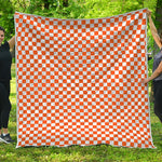 Orange And White Checkered Pattern Print Quilt