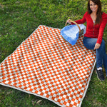 Orange And White Checkered Pattern Print Quilt