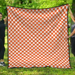 Orange And White Checkered Pattern Print Quilt