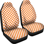 Orange And White Checkered Pattern Print Universal Fit Car Seat Covers