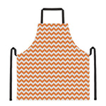 Orange And White Chevron Pattern Print Apron