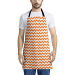 Orange And White Chevron Pattern Print Apron