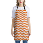 Orange And White Chevron Pattern Print Apron