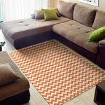 Orange And White Chevron Pattern Print Area Rug