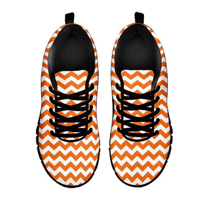 Orange And White Chevron Pattern Print Black Sneakers