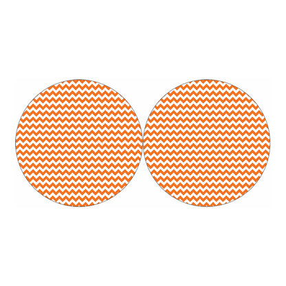 Orange And White Chevron Pattern Print Car Coasters