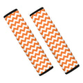 Orange And White Chevron Pattern Print Car Seat Belt Covers